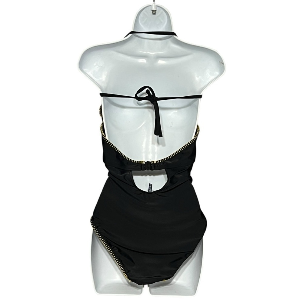 Figleaves Fuller Bust Embroidered Double Strap Swimsuit 34DDD Black One Piece - Picture 4 of 14